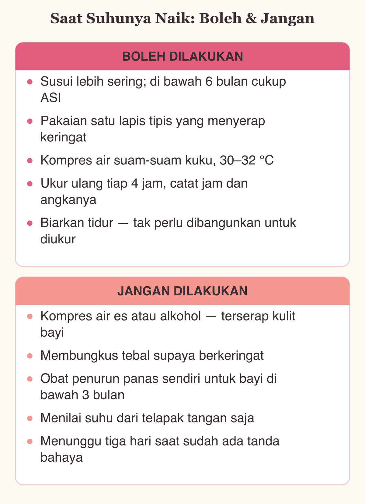 Daftar yang boleh dan jangan dilakukan saat bayi panas, dari kompres air suam sampai larangan kompres alkohol